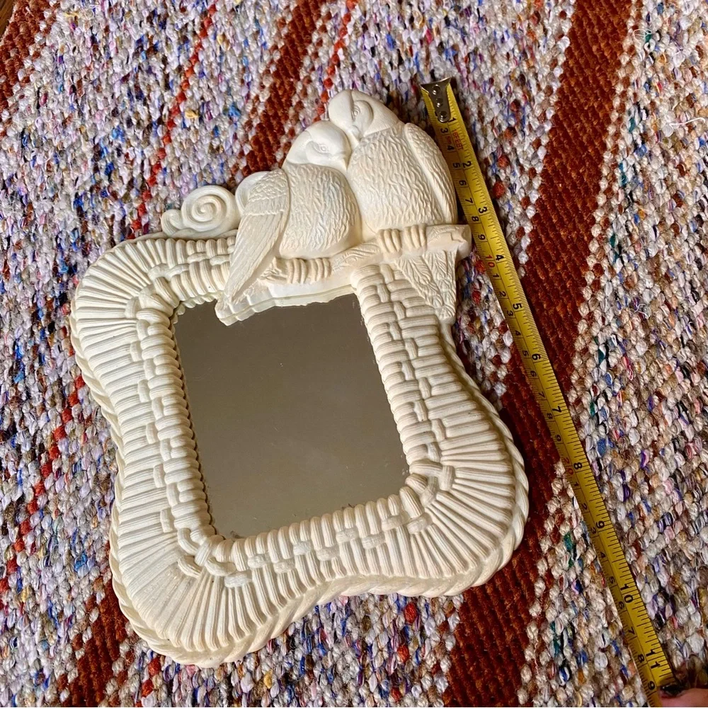 Vintage Burwood Lovebird Doves Mirror and Shelf Two Piece Set